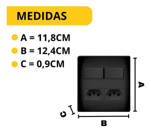 Conjunto 4x4 Tomada Dupla 20a + Interruptor Duplo Fame