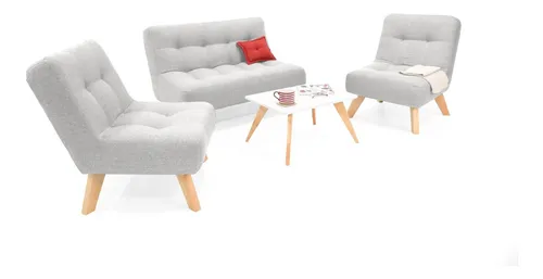 Sofá Navara + 2 Poltronas Porto Y Mesa De Centro Nova