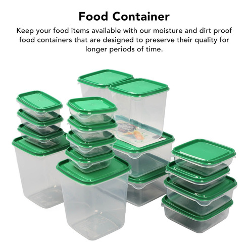 Set 17 Tuppers Contenedores De Alimentos Multitamaño Colores Verde