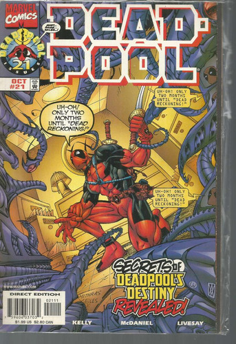 Deadpool N°21 - Em Inglês - Editora Marvel - Formato 17 X 25,5 - Capa Mole - 1998 - Bonellihq Cx446 H23