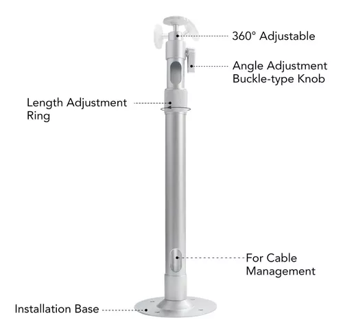  Soporte de suelo para proyector, soporte de proyector de 360  grados con altura ajustable de 40 a 35.4 in, puerto de tornillo de 1/4  pulgadas, montaje en techo universal para proyector