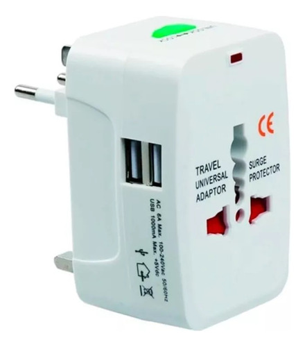 Adaptador Enchufe Universal Para Viajes Con 2 Puertos Usb