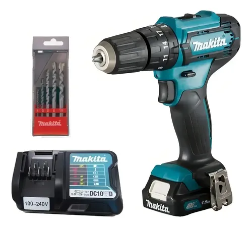 Kit Furadeira Parafusadeira Makita Hp333dwyx3 + Acessórios Cor Az...