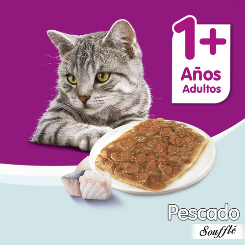 Imagen 5 de 7 de Whiskas Alimento Húmedo Gato Pescado Soufflé Sobre X1un