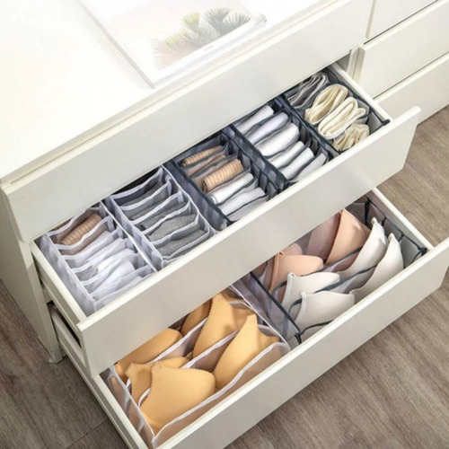 Organizadores de roupascaixas Aeb Variedades Organizador de Roupa Íntima tamanho m com 3 divisores x 3 color cinza