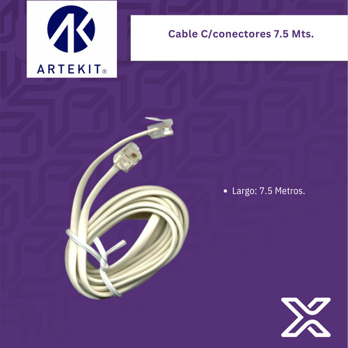 Kit X 5u Cable Para Teléfono C/ Fichas Rj11 7.5mt.