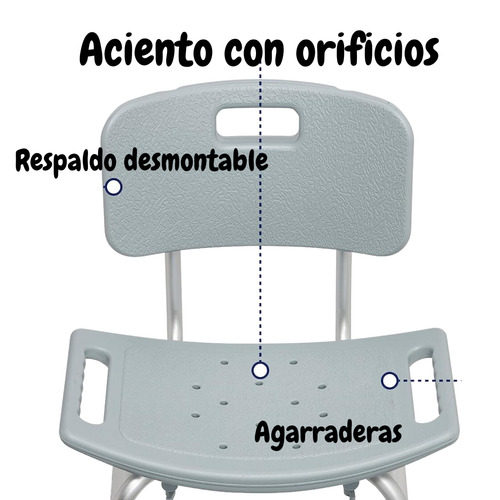 Silla Ducha Baño Antiderrapante Adulto Respaldo Ortopedica