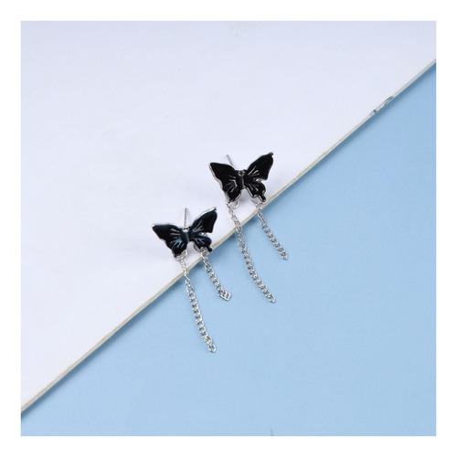 Yheakne Pendientes De Cadena De Mariposa Negra De Acrílico