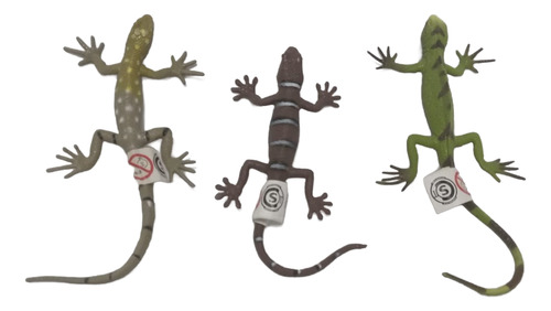 Lagartijas Iguanas Juguete De Goma Dura X 3 Unidades Verde