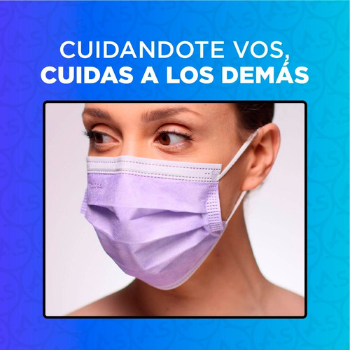 Imagen 7 de 10 de Barbijo Lila Quirurgico Tapaboca Descartable X100u Tricapa