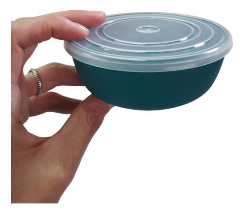 Bowl Compotera Con Tapa X10 Apilables Apto Freezer Y Microo Verde Oscuro