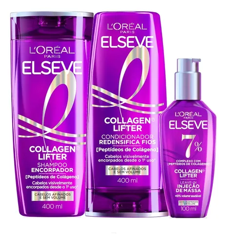 Kit Elseve Collagen Lifter- Shampoo,condicionador E Leave-in - R$ 89,7