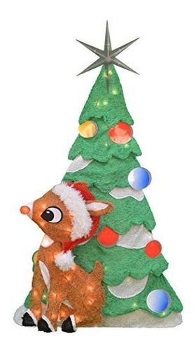 Productworks Rudolph Preiluminado De 32 Pulgadas Y Árbol De