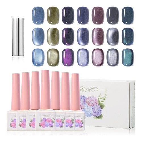 Esmalte De Uñas Holográfico Con Efecto Ojo De Gato 7pcs 12ml