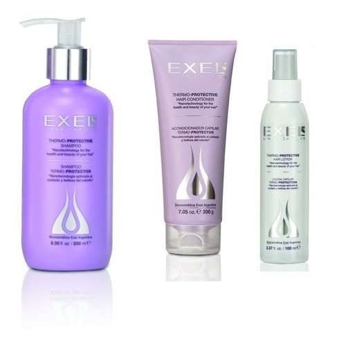 Kit Termoprotector Exel  Shampoo  Acondicionador Loción