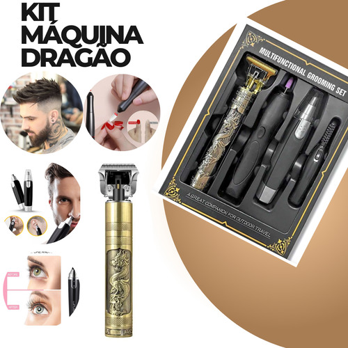 Maquininha Dragão Barba Acabamento Sem Fio Aparador De Pelos Dourado