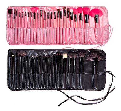 Kit 24 Pincéis Profissional Pincel Maquiagem Blush C/ Estojo