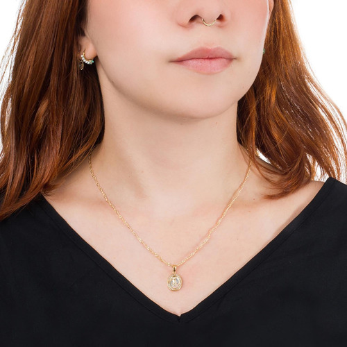 Collar Oval Cristo Tritono Y Zirconia Chapa De Oro 18k Color Dorado