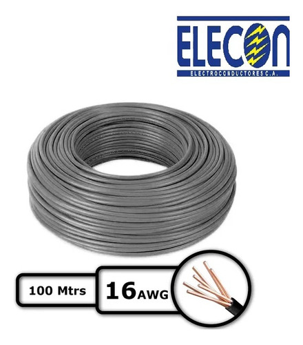 Cable # 16 Automotriz 100% Cobre Elecon Rollo De 100 Mts