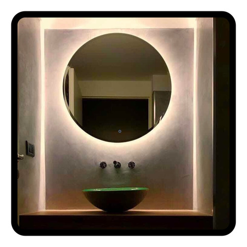 Espejo Touch Biselado Luz Led 60 Redondo Para Baño Marco No Tiene