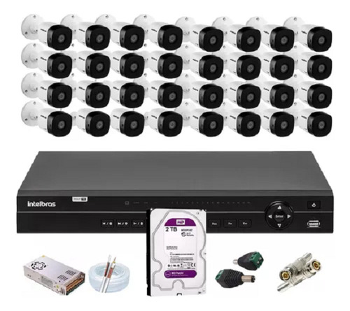 Kit Intelbras 30 Cameras 1220b Dvr 32 Canais Mhdx 1232 C/2tb