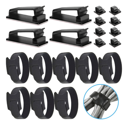 Kit Organizar Cables Correa Velcro Clips Adhesivos Oficina