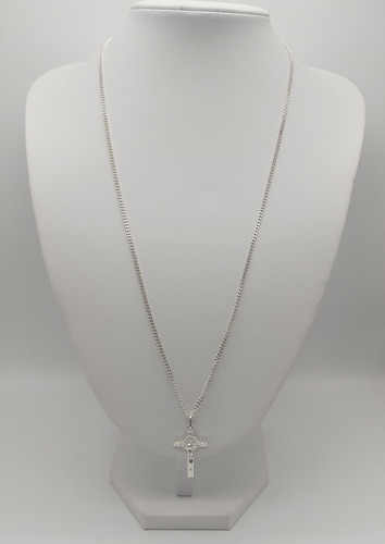 Imagen 6 de 8 de Colgante Cruz Chica Y Cadena Plata Italiana Hombre Unisex