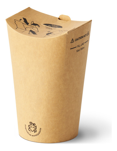 Vaso De Carton 12 Oz Con Tapa Integrada Marrón Claro