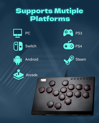 Jzw-shop All Metal Arcade Stick M16, Controlador Arcade De T