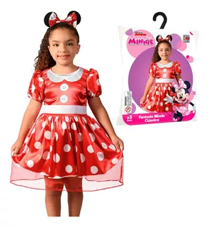Fantasia Menina Infantil Minnie Mouse Disney Luxo Com Tiara
