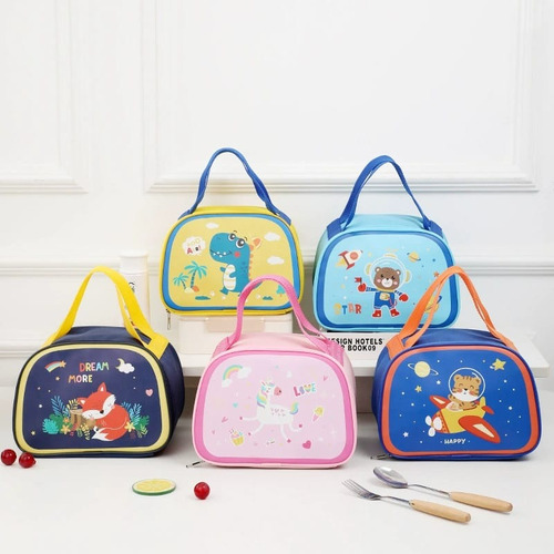 Lonchera Bolso Térmico Colación Diseño Animalitos Kawai