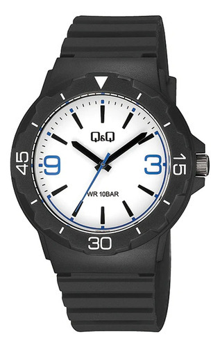 Reloj Q&q Hombre V02a-001vy Correa Wr100 Color de la correa Negro Color del fondo Blanco v02a001vy