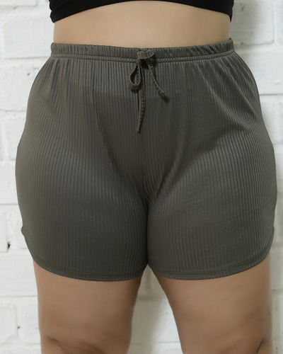 Kit 3 Shorts Canelado Plus Size Feminino Soltinho E Sortidos
