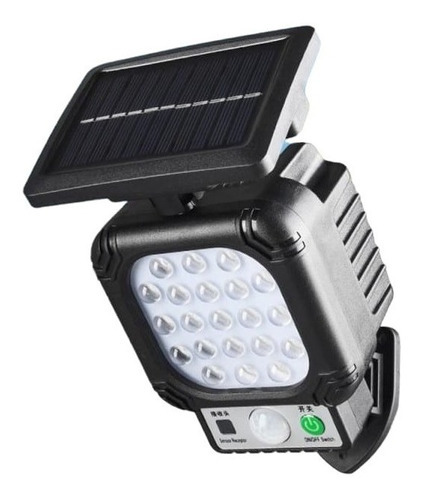 Lampara Led Con Panel Solar Y Sensor 21 Leds Impermeable Color Negro