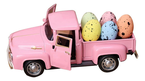 Camión De Pascua De Metal Con Huevos Decoraciones Adorno