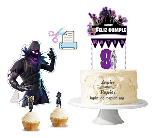 Cake Topper Imprimible Personalizado Fortnite