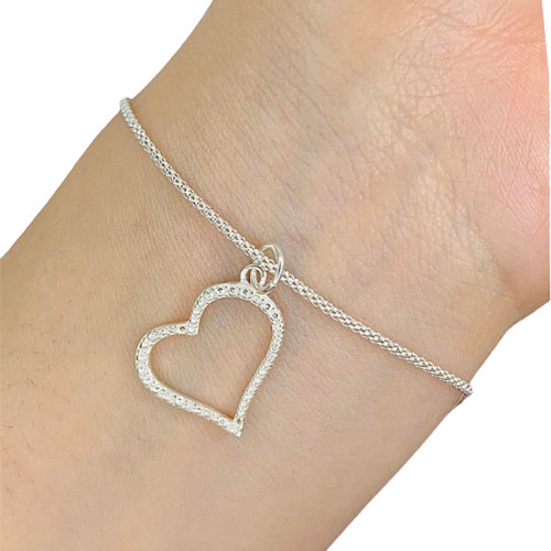 Pulsera Serpiente Con Dije Corazon Toon Plata 925 Kit 104  