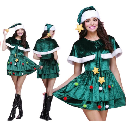 Disfraz De Árbol Navidad Para Mujer Fiesta Vestidos Cosplay