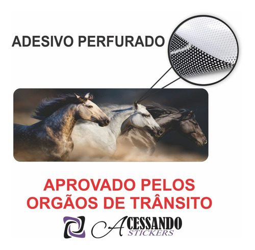 Imagem 2 de 5 de Adesivo Perfurado Vidro Carro Suv Caminhonete Cavalo Haras