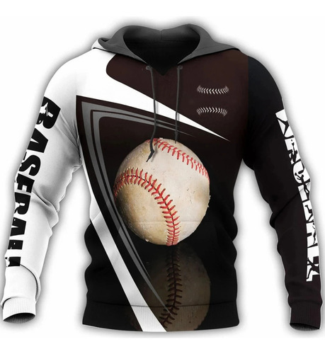 Sudadera De Béisbol Con Capucha Estampada En 3d Para Hombre