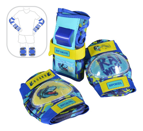 Set Protecciones Muñequeras Coderas Rodilleras Bipokids