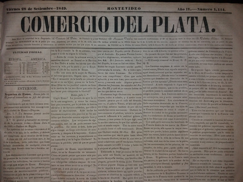 Diario Comercio Del Plata 1849 Aviso De Armero Juan Hubert 