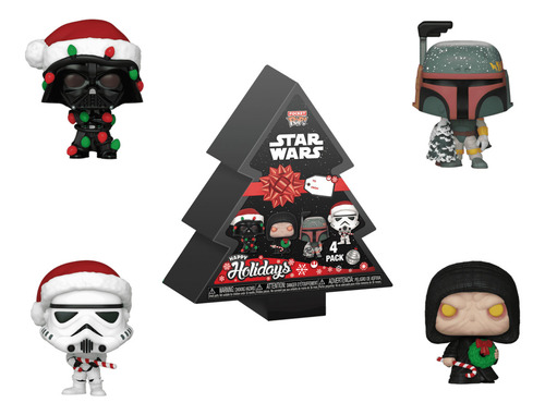 Funko Pocket Pop! Star Wars 4 Mini Funkos - Arbol De Navidad