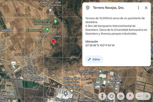 1020-23225 Se Vende Terreno De 10,000m2 En Navajas, Queretaro (2km Del Aeropuerto Intercontinenta...