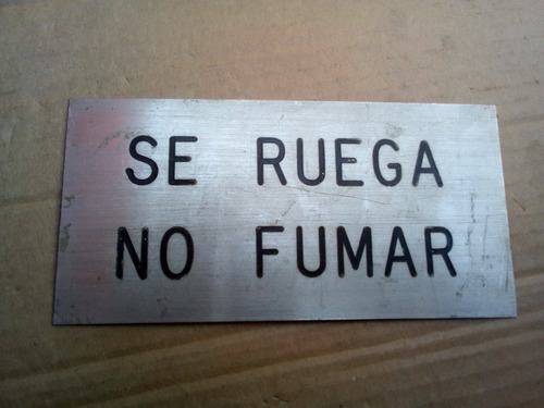 Antigua Placa Bronce Se Ruega No Fumar 20,2 X 1mm X 10 Alto