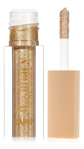Sombra Liquida De Ojos Liquida Efecto Metalizado Con Glitter Larga Duración Linea Luminary Marca Dapop Cosmetics Profesional Ultra Pigmentación Secado Rápido Con Aplicador Color Gold Dorado
