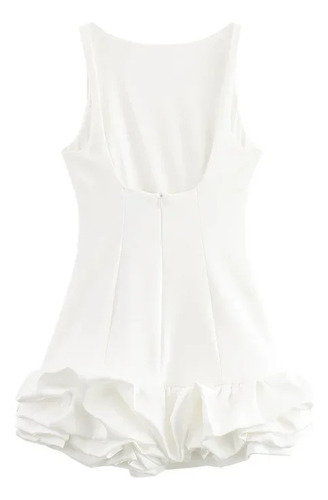 Minivestido Sin Mangas Con Dobladillo Con Volantes