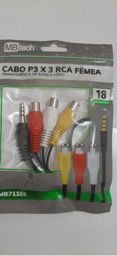 Kit C/ 10 Cabos De Áudio P3 Para 3rca Fêmea Estéreo 18cm