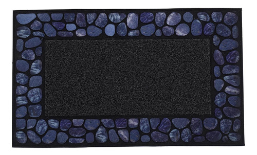 Alfombra Azul Diseño Piedras 75 X 45 Cm