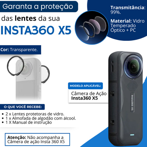 Protetor De Lente Padrão Premium Para Insta360 X5 Envio Rápi